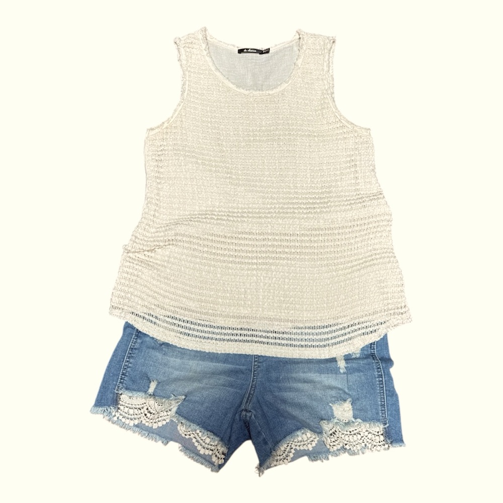 Women's Cream Gauze Sleeveless Top Size M